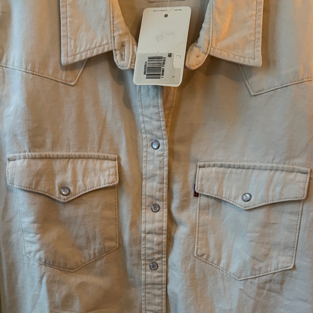 Levi’s White (Ecru) Western Long Sleeve Snap-Up Shirt - Picture 7 of 11
